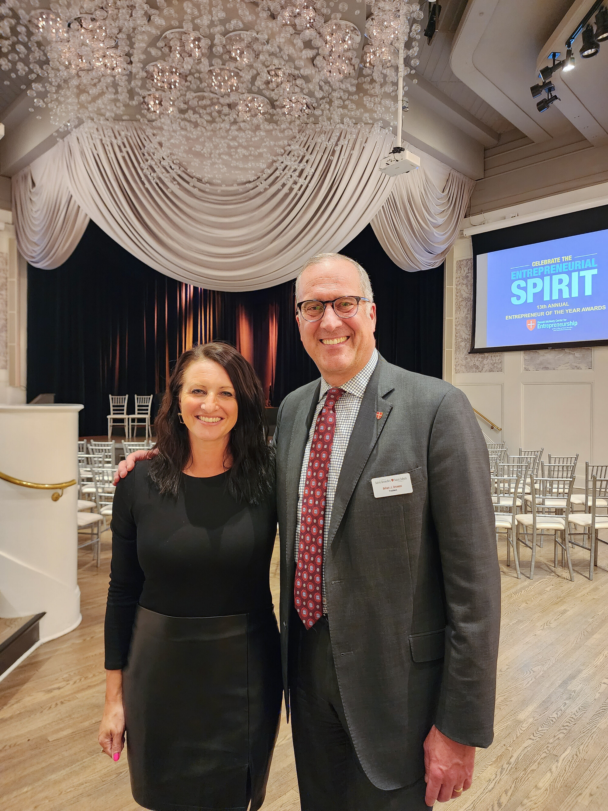 Shannon M. Wiger with College of Saint Benedict and Saint John’s University President, Dr. Brian Bruess. 