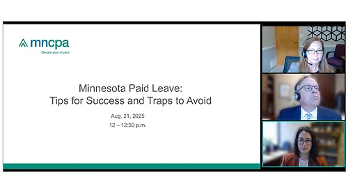 Craig A. Brandt and Leah E. DeGrazia: Minnesota Paid Leave: Tips for Success and Traps to Avoid Webinar for MNCPA | 08.21.2025